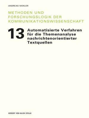 cover image of Automatisierte Verfahren für die Themenanalyse nachrichtenorientierter Textquellen